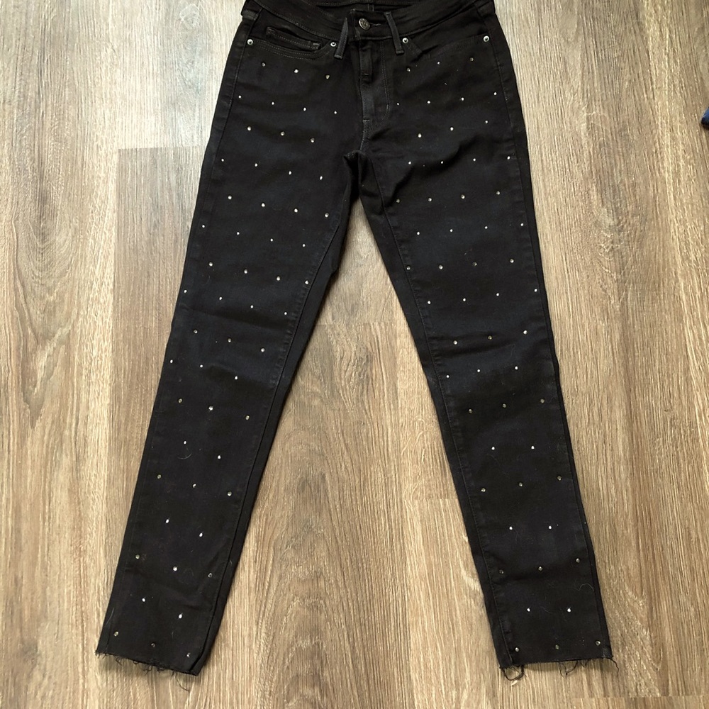 Black Studded/Bedazzled Levi’s 711 Skinny Jeans
